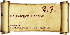 Neuburger Ferenc névjegykártya
